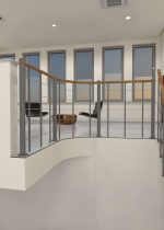 Rambarde de parapet avec cordes inférieures et rampe en bois ronde – Image 3