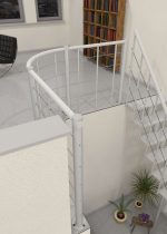 Rambarde de parapet avec cordes inférieures et rampe en bois ronde – Image 5