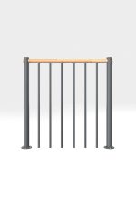Rambarde de parapet avec barres verticales et rampe en bois droite