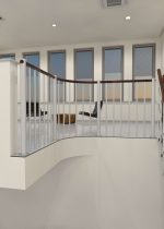 Rambarde de parapet avec barres verticales et rampe en bois droite – Image 3
