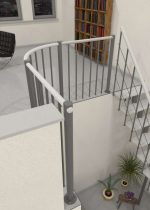 Rambarde de parapet avec barres verticales et rampe en bois droite – Image 4