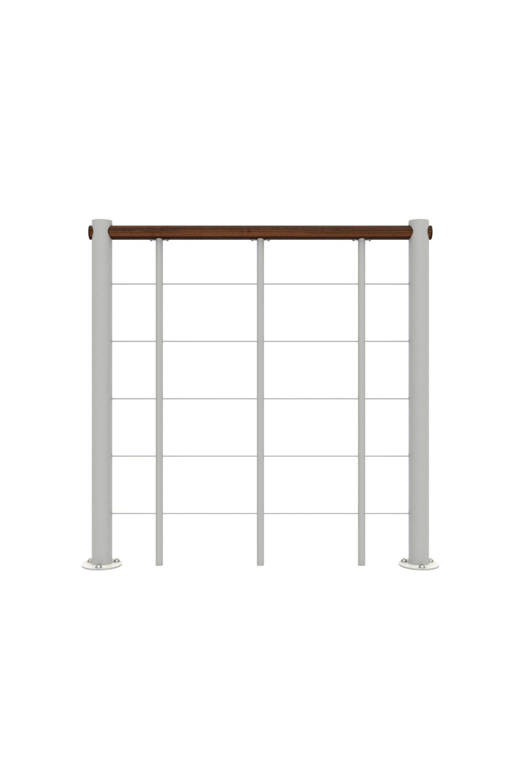 Bruestungsgelaender_Untergurte_Holz_Walnuss_weiss_gerade-7-scaled Rambarde de parapet avec cordes plus basses et rampe en bois droite – Image 1